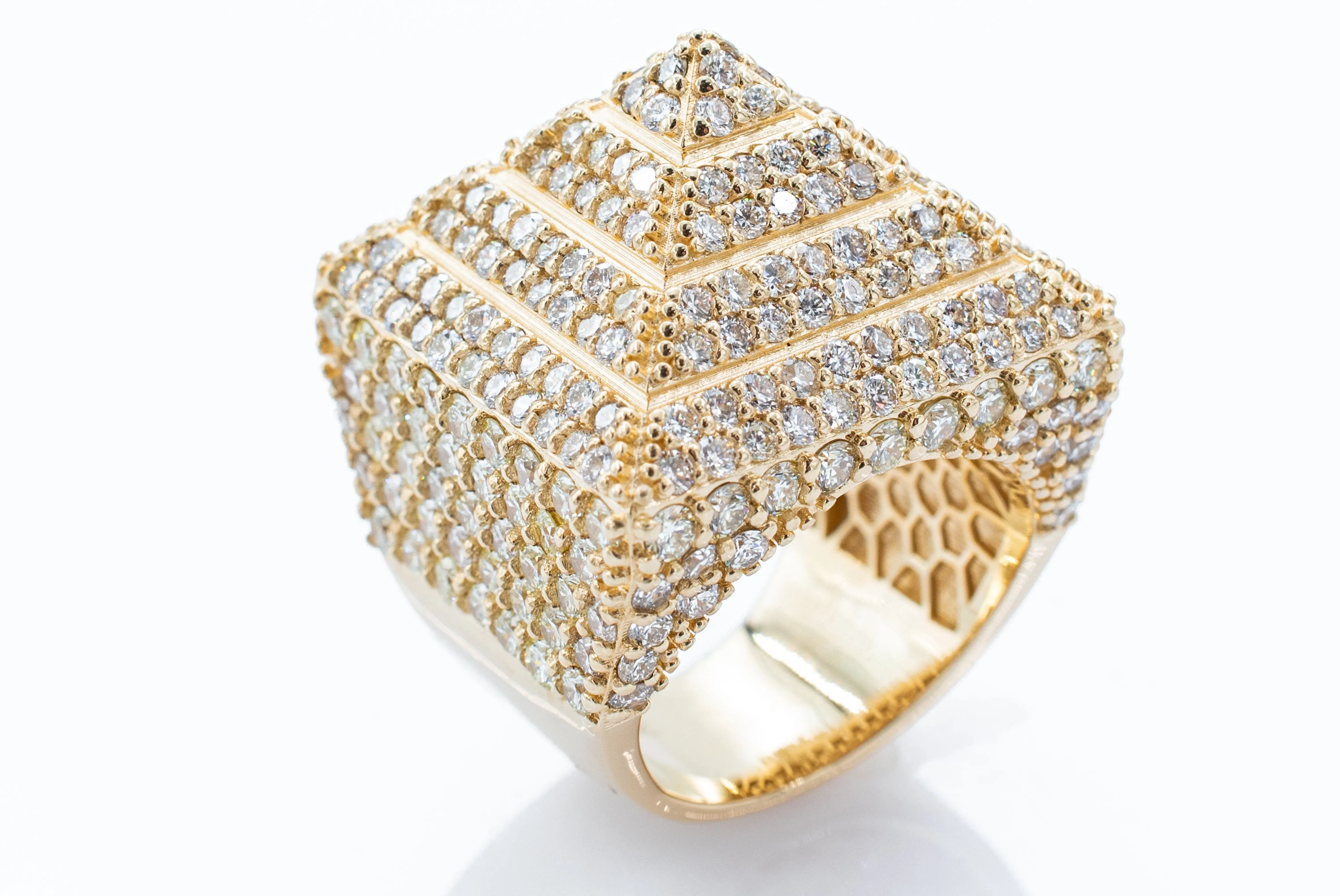 10.7 ctw Men's Pyramid Pave diamond ring