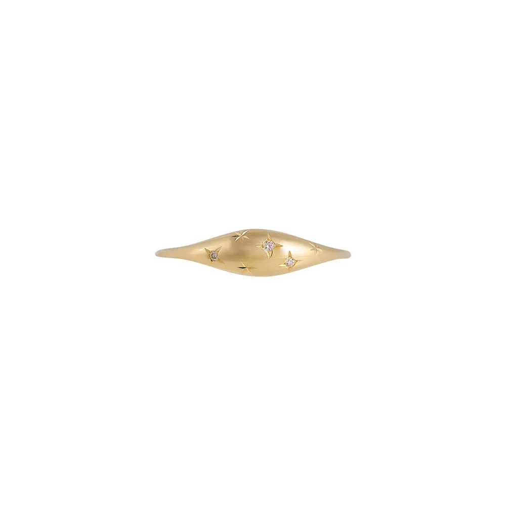 14K GOLD DIAMOND STARBURST SIGNET RING