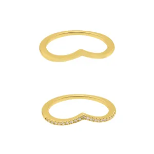 14k Gold Plated Chevron Pair of Rings