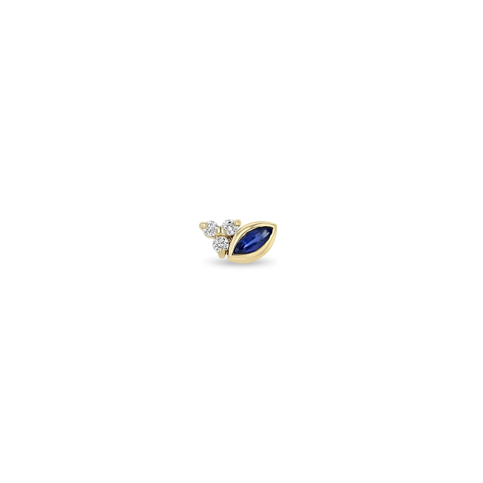 14k Marquise Blue Sapphire & Diamond Trio Studs