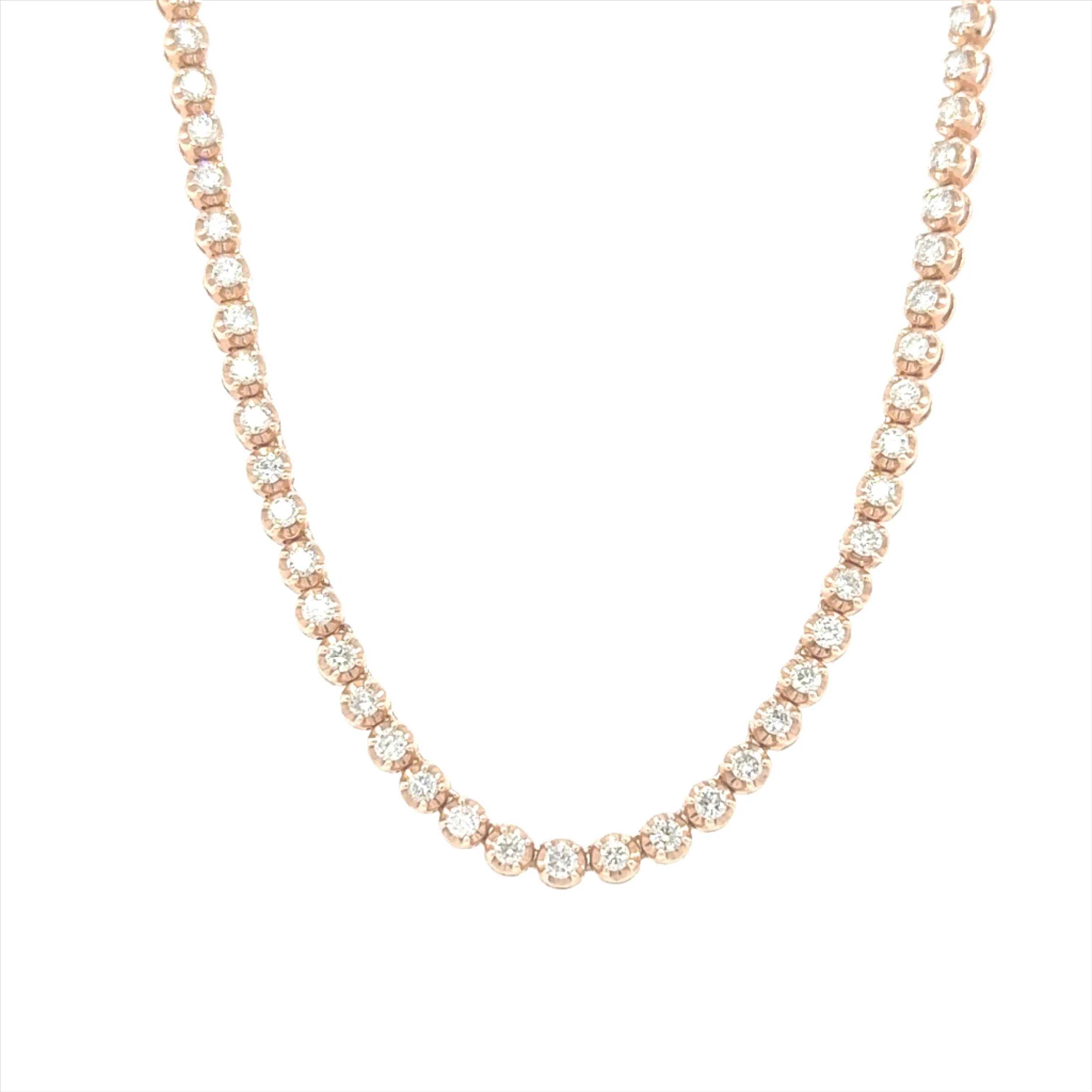 14K Rose Gold 4.98ct Diamond Tennis Necklace