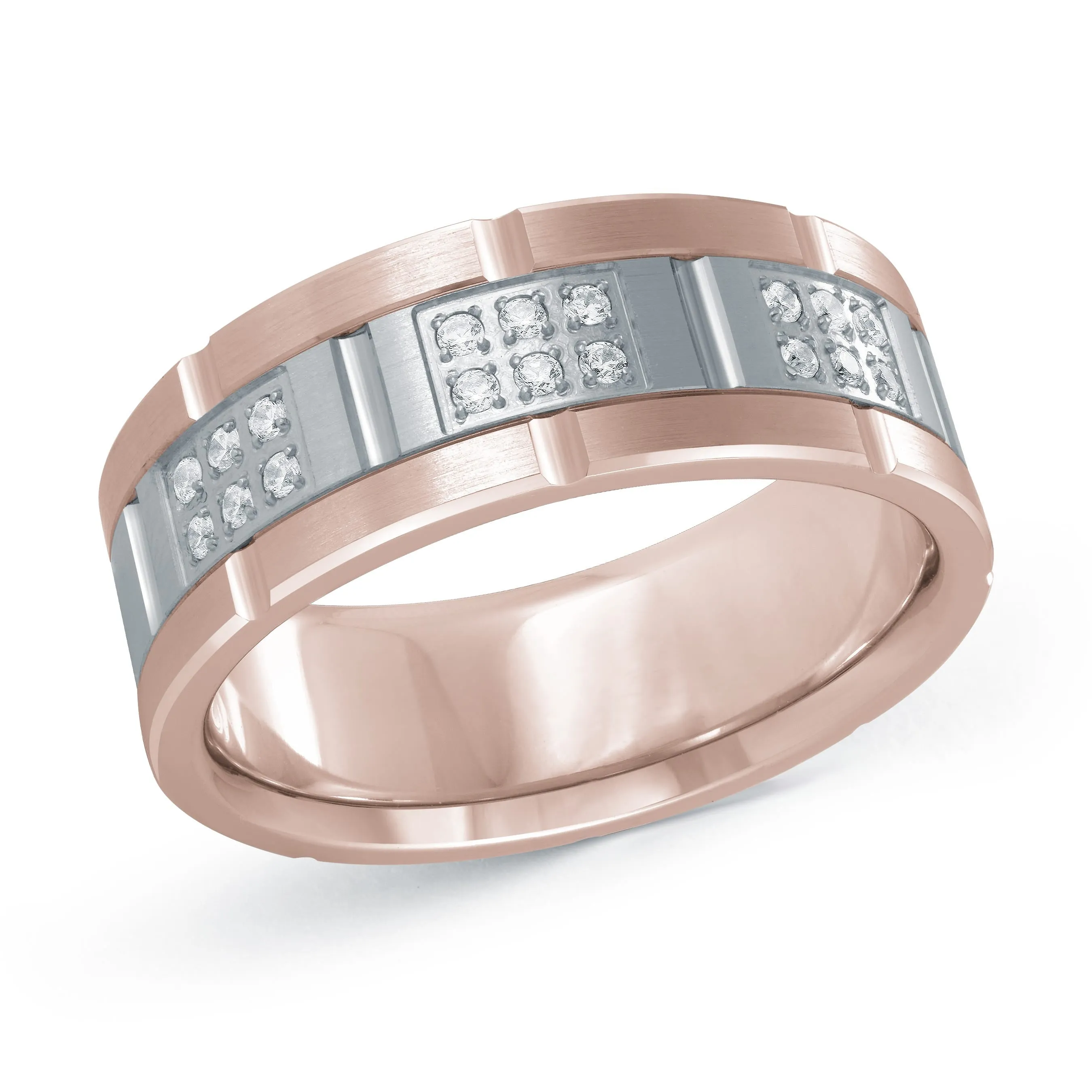 14K Rose Gold with 14K White Gold Ring from the Executif Collection by Malo - FJMD-084-8PW