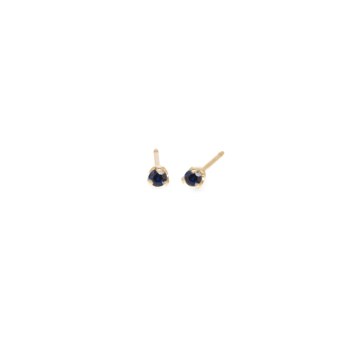 14k Small Blue Sapphire Prong Studs | September Birthstone