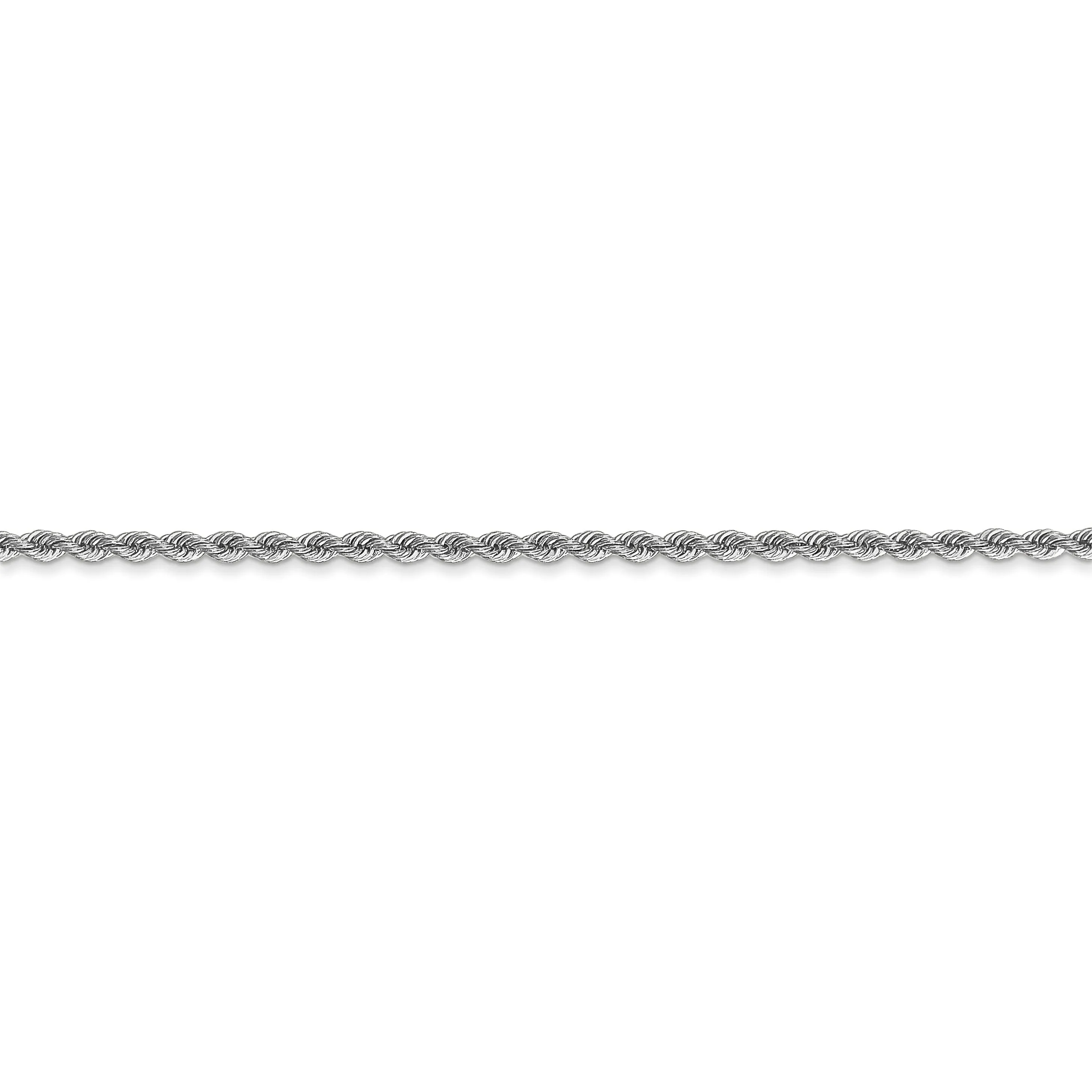 14k White Gold 2.0mm Handmade Rope Chain