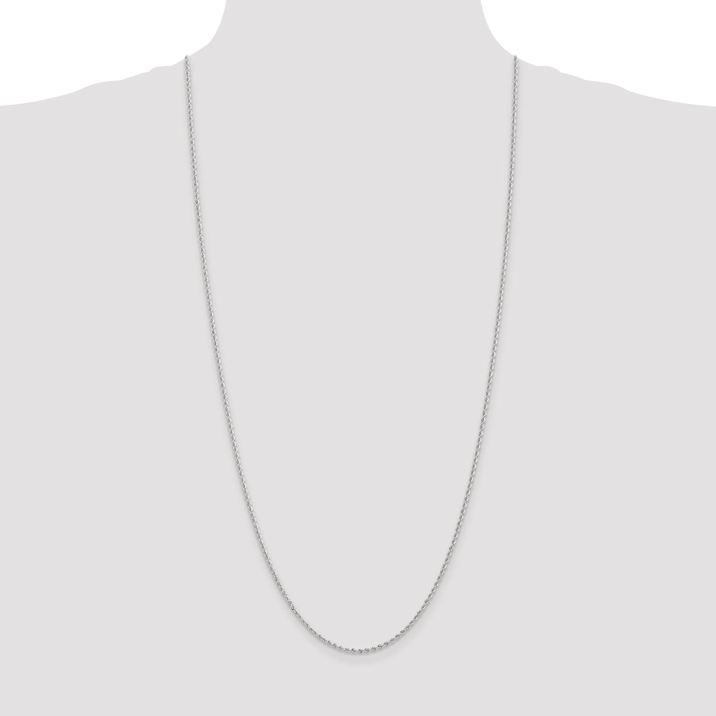 14k White Gold 2.0mm Handmade Rope Chain