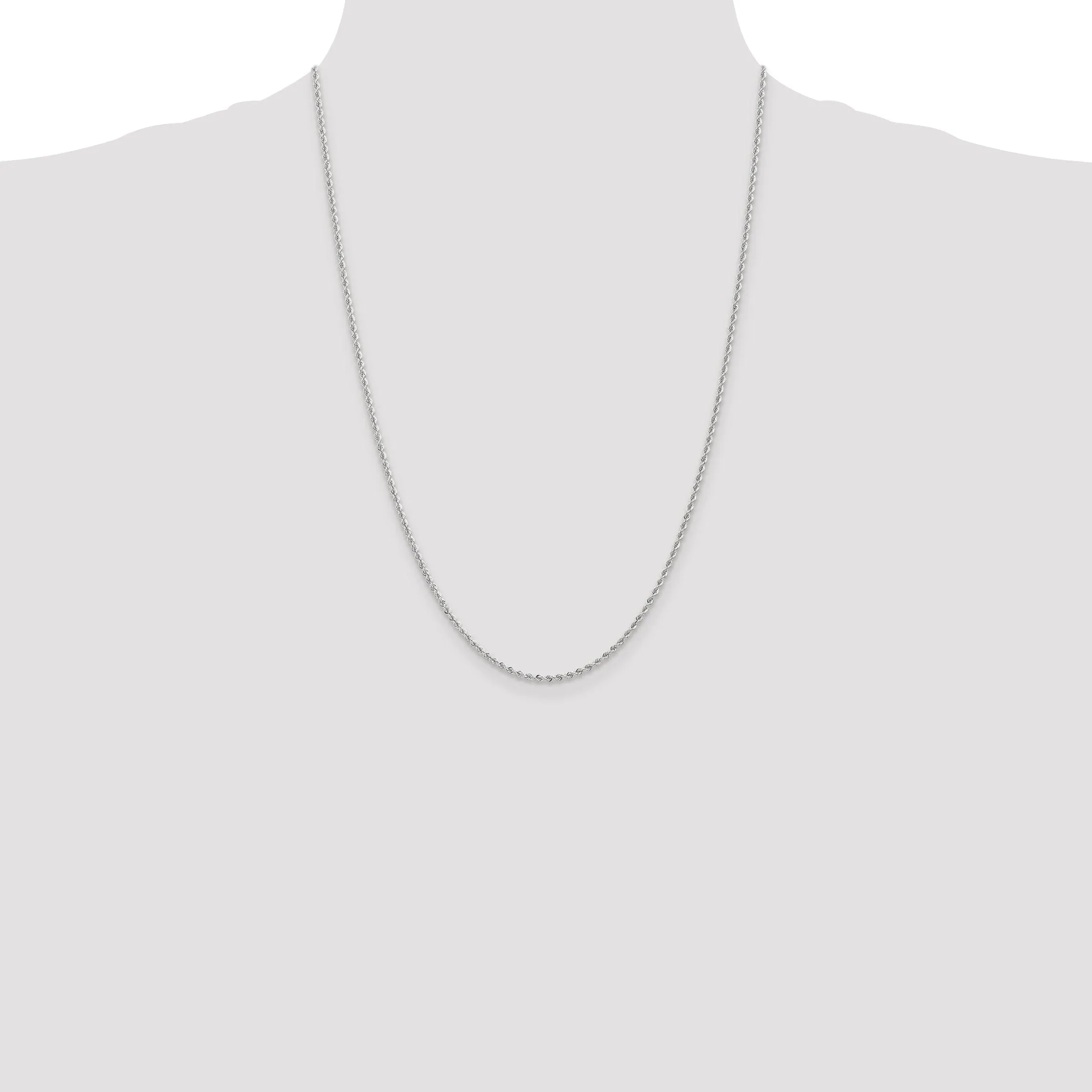 14k White Gold 2.0mm Handmade Rope Chain