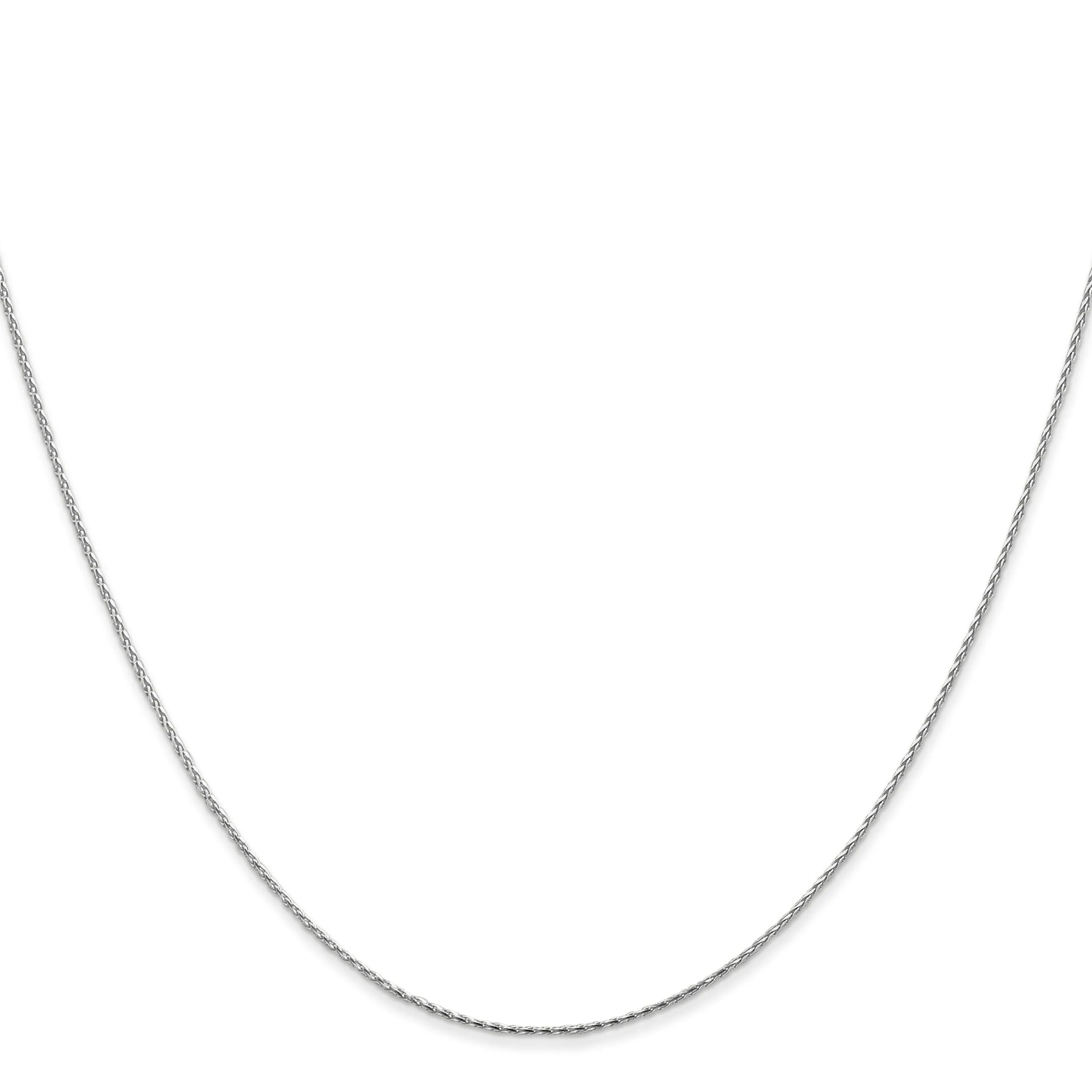 14K White Gold .80mm Round Diamond Cut Wheat Chain