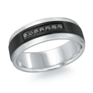 14K White Gold with Carbon Fiber Ring from the Titanium Collection by Malo - MRDTI-014-7WBD