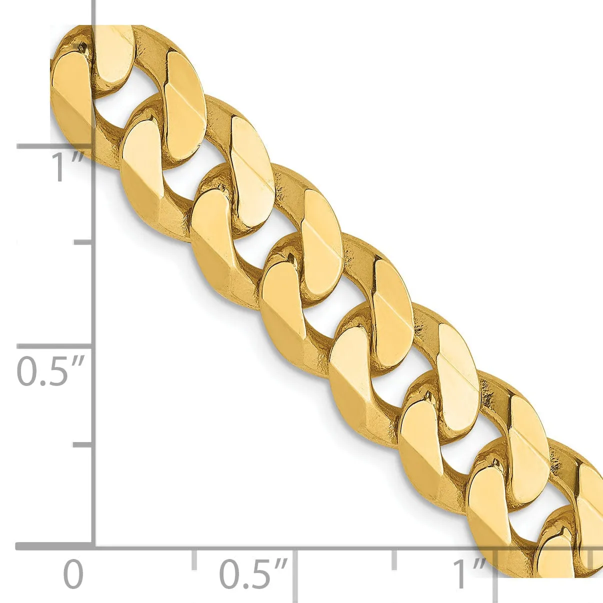 14k Yellow Gold 8.75mm Beveled Curb Chain