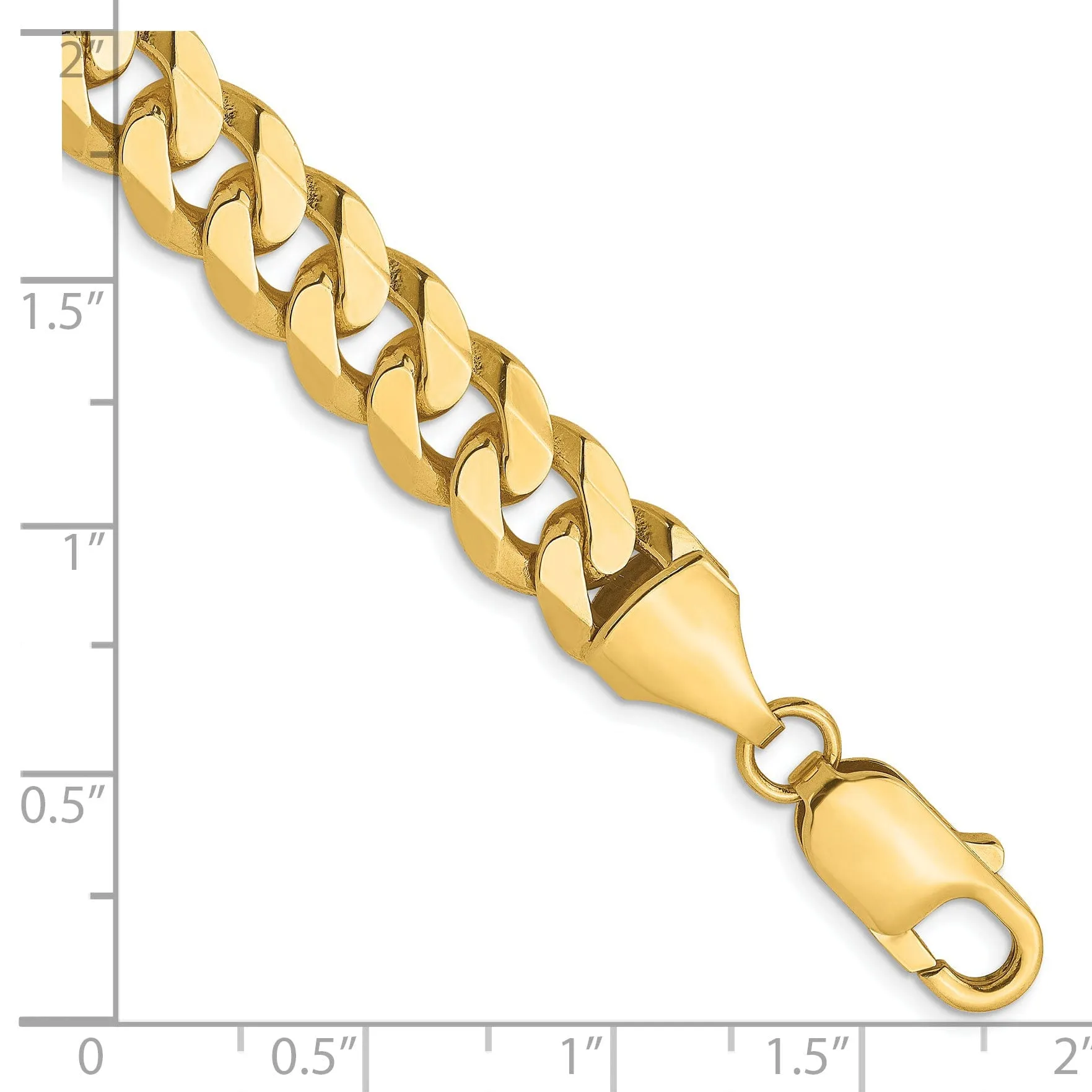 14k Yellow Gold 8.75mm Beveled Curb Chain