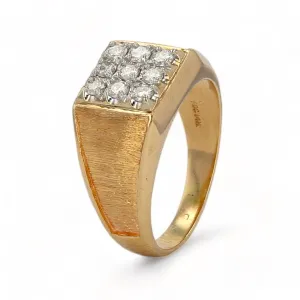 14K Yellow gold diamond square ring-D5478