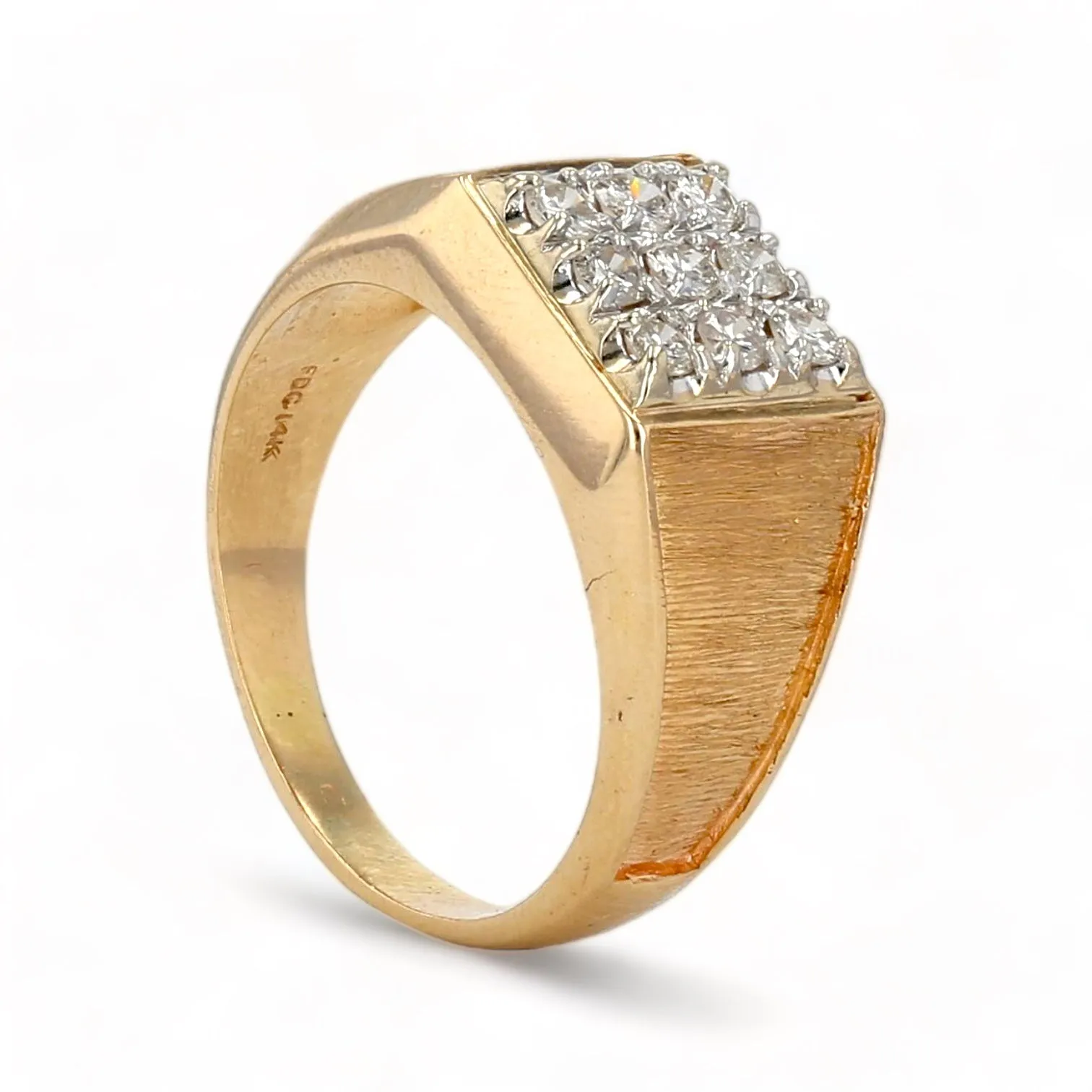 14K Yellow gold diamond square ring-D5478