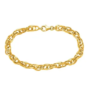 14k Yellow Gold Euro Link Womens Bracelet, 7.5"