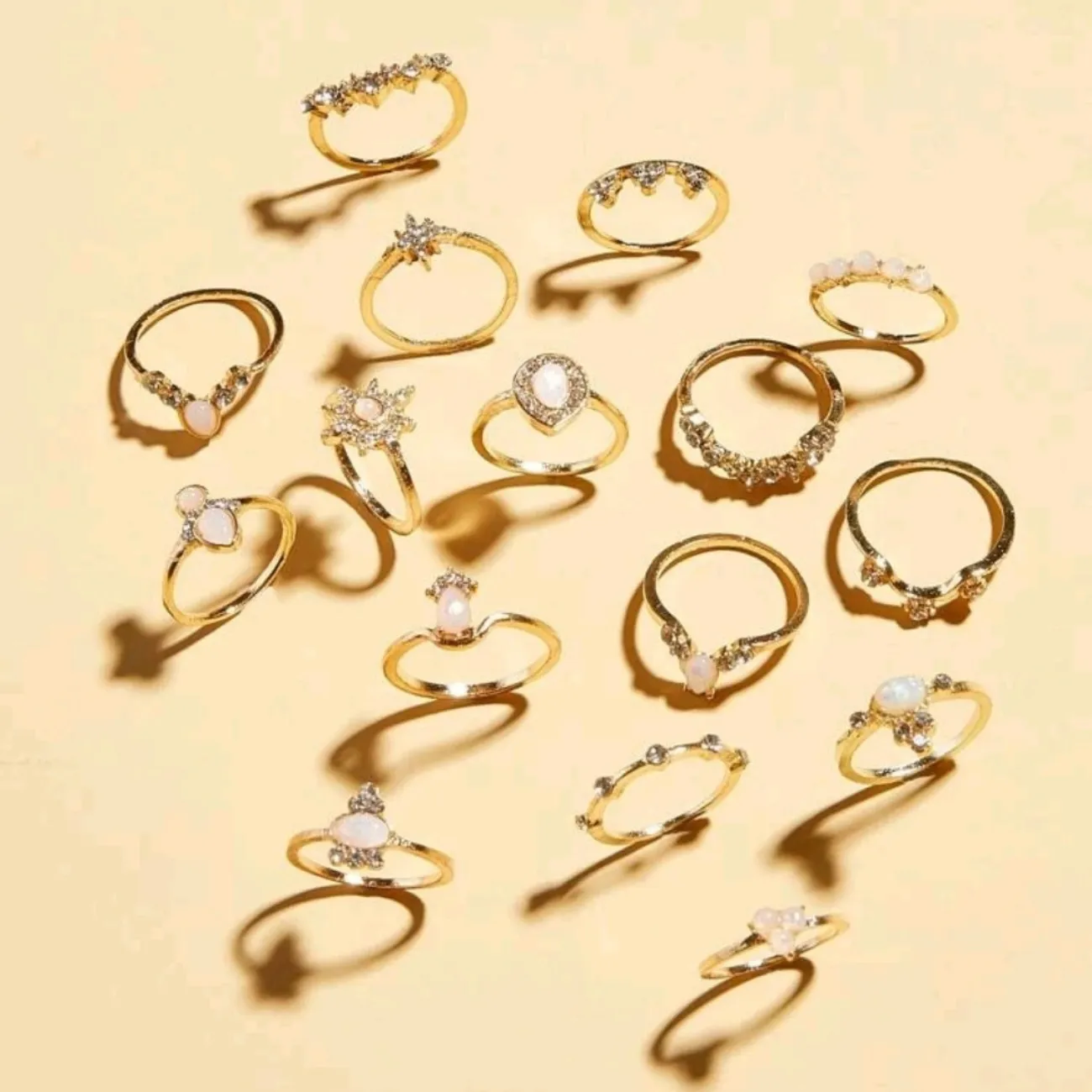 16 pcs Rhinestone decor rings