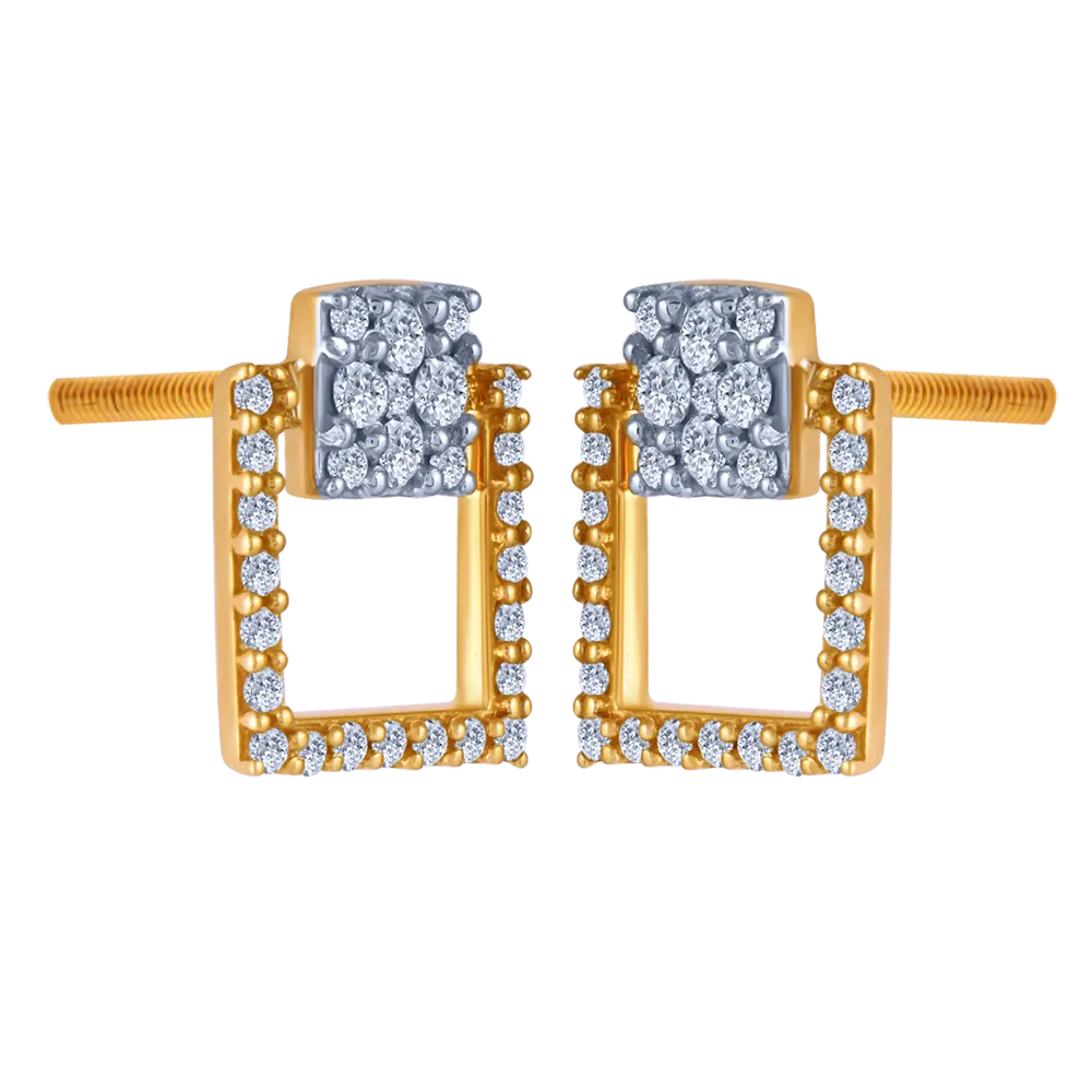 18k Elegant Square Diamond Stud Earrings