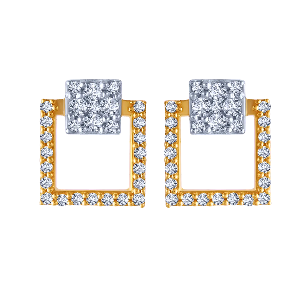 18k Elegant Square Diamond Stud Earrings