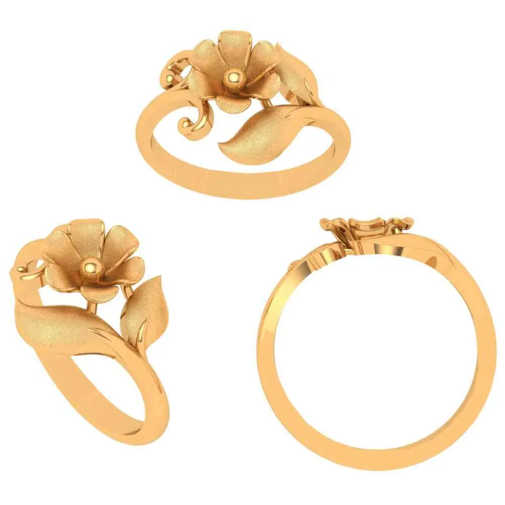 18k Floral Themed Gold Rings Design For Women