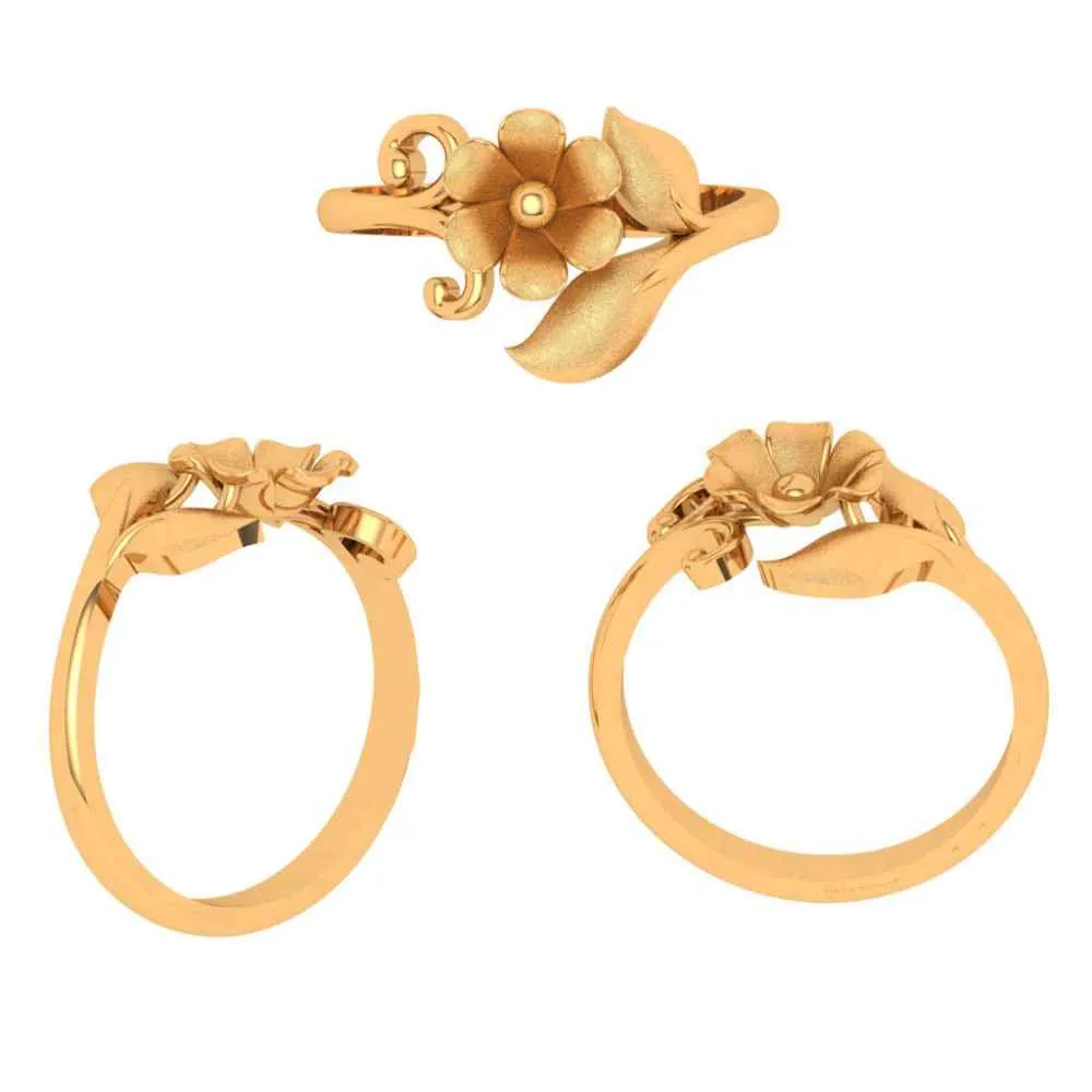 18k Floral Themed Gold Rings Design For Women