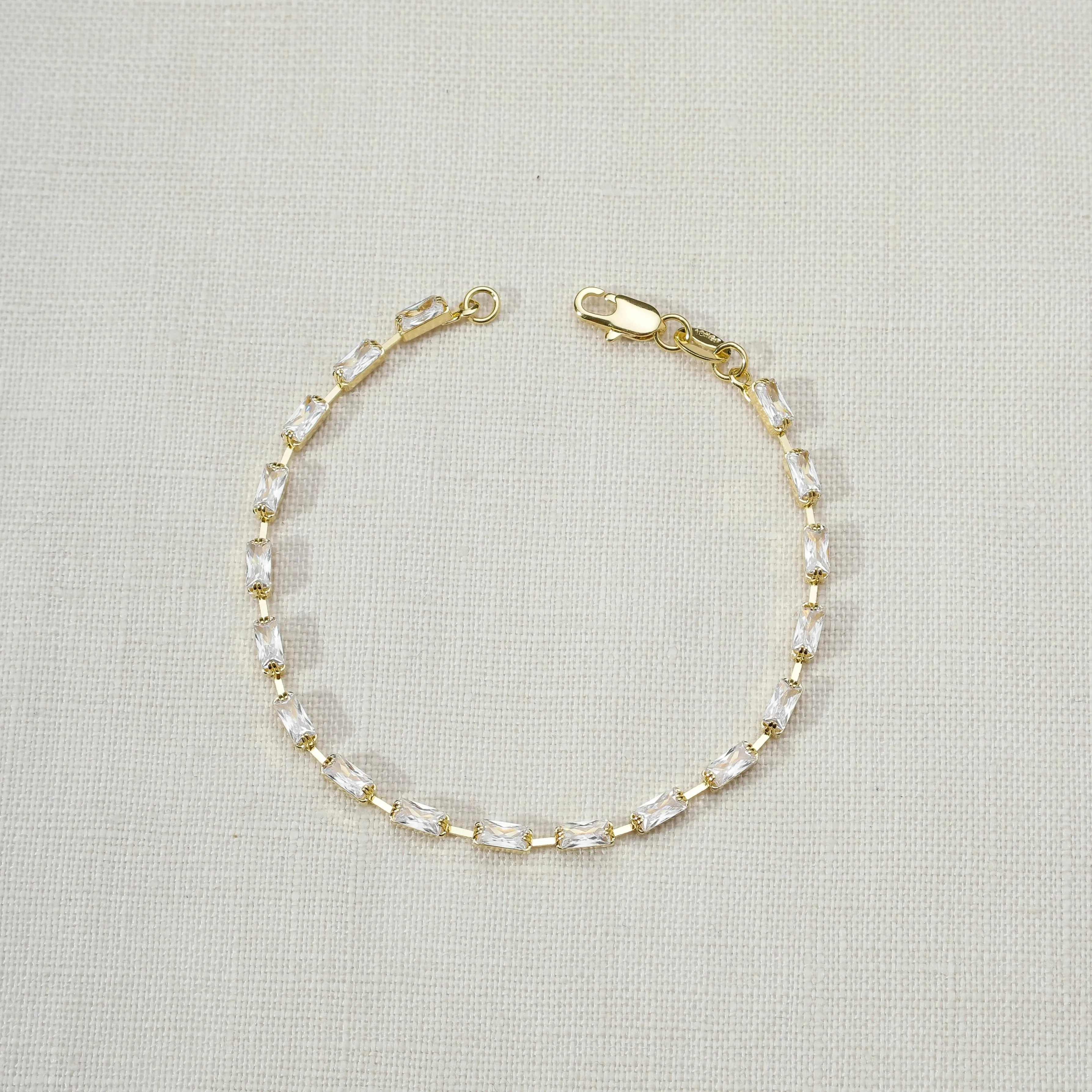 18k Gold Filled Sideway Baguette Tennis Bracelet