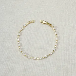 18k Gold Filled Sideway Baguette Tennis Bracelet