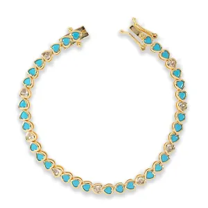 18k Gold Vermeil Turquoise Heart Tennis Bracelet: The Leticia