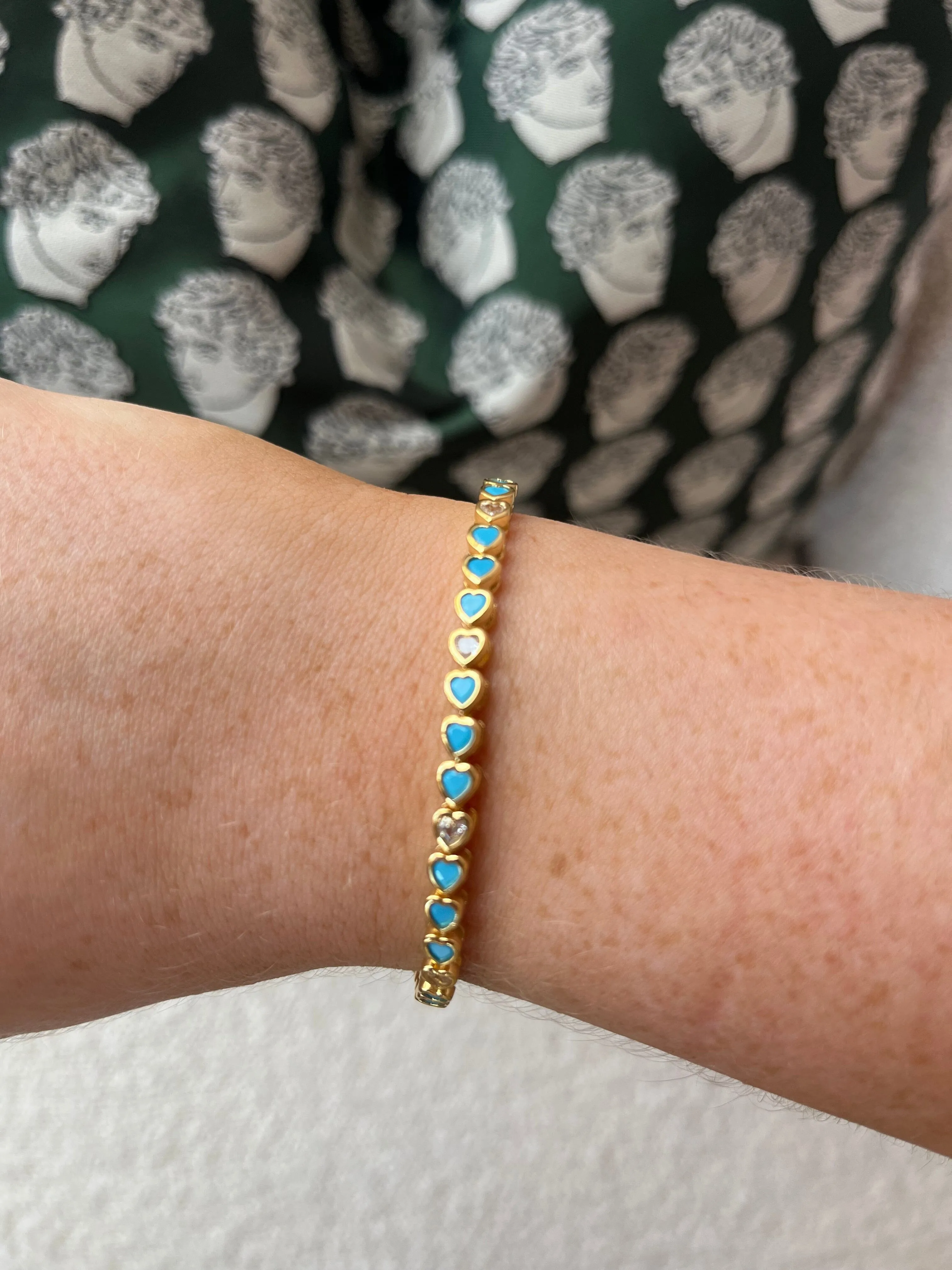 18k Gold Vermeil Turquoise Heart Tennis Bracelet: The Leticia