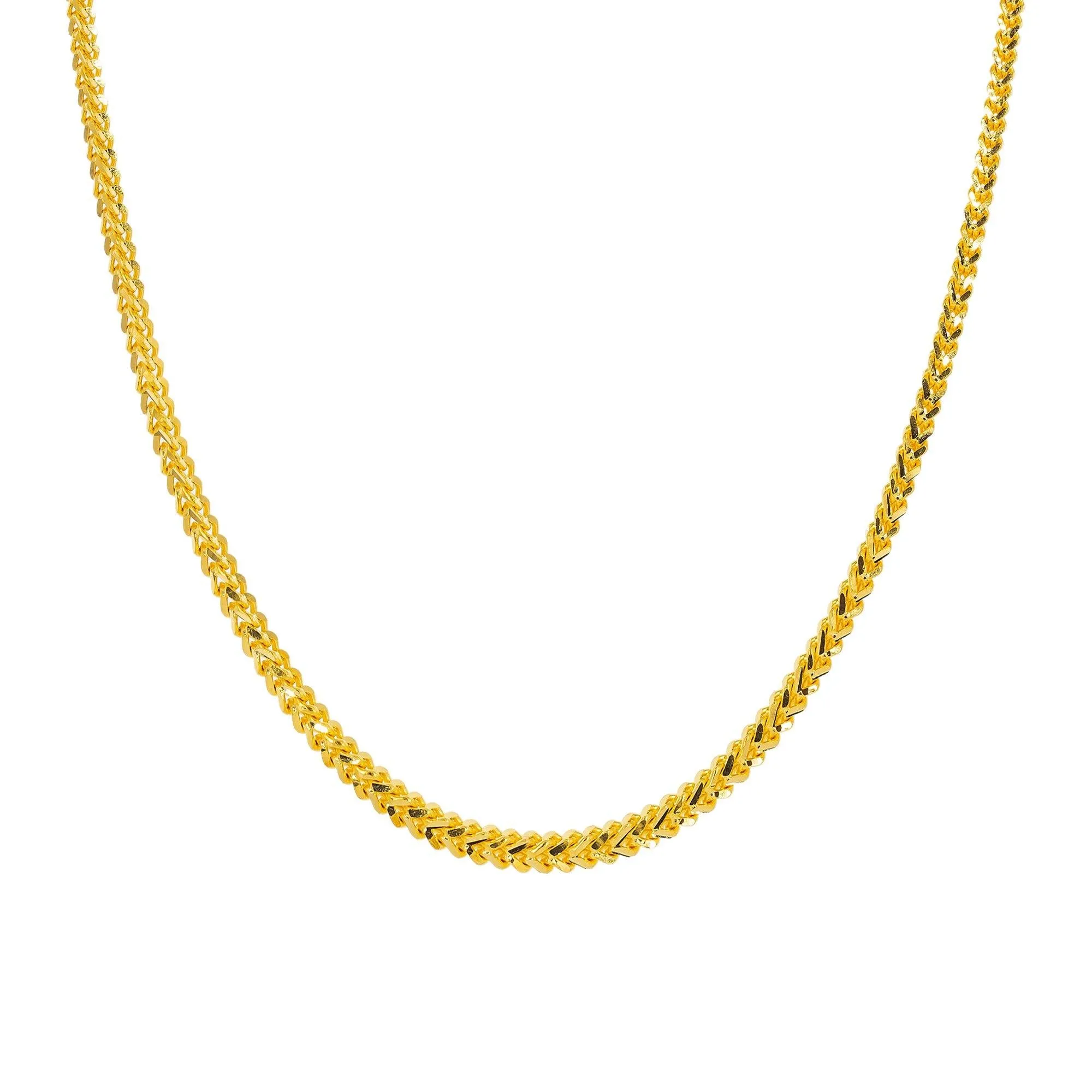 22K Yellow Gold Long Chain W/ Flat Wheat Link, 20 inches