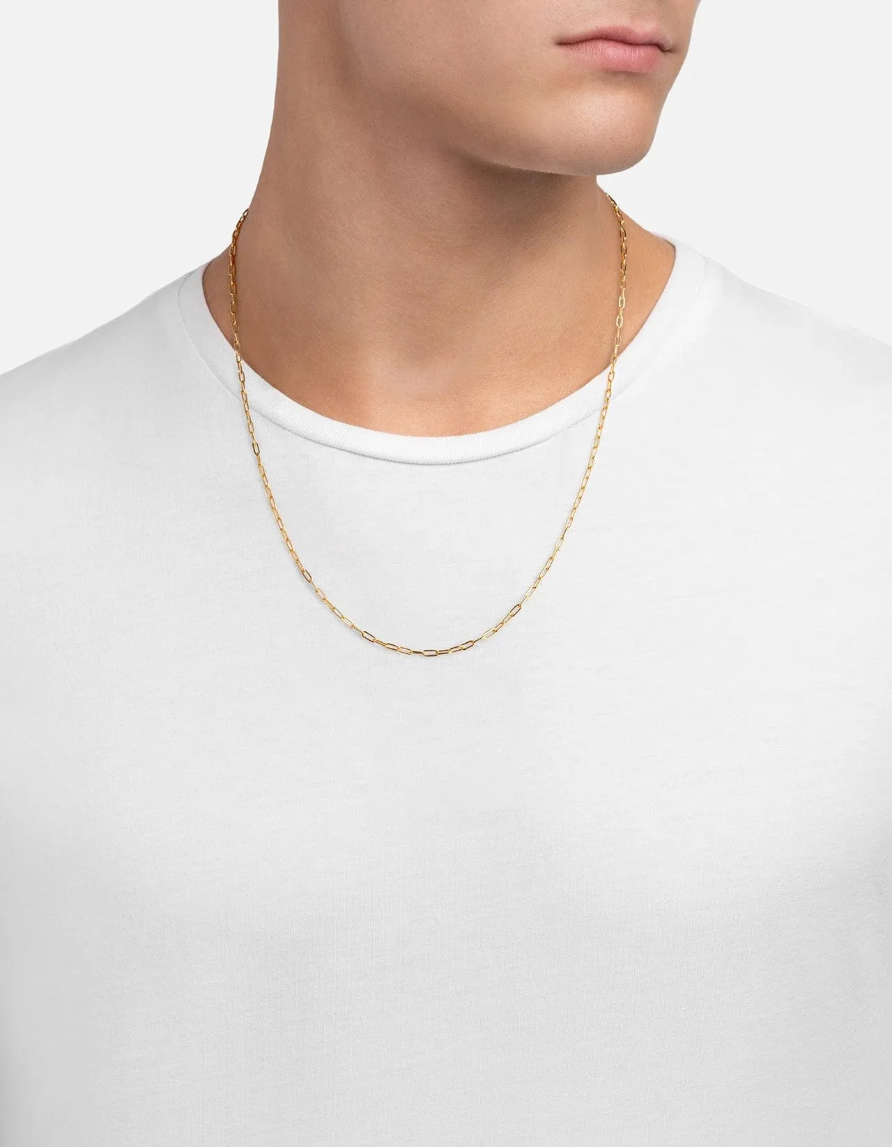 2.5mm Volt Link Cable Chain Necklace, 14k Gold