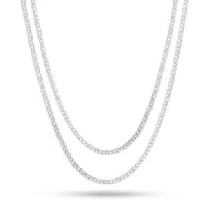 2.5mm White Gold Stainless Steel  Franco Choker Set