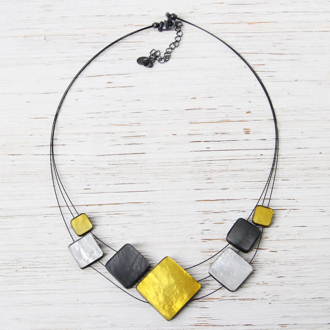 3 Strand Sunglow Mix Square Resin Necklace