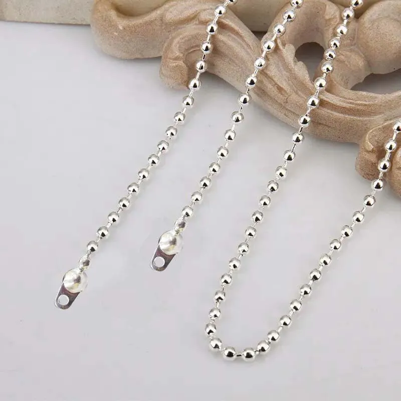 5 PCS BALL CHAIN 20 INCHES LONG SILVER PLATED , NO CLASPS AND JUMP RING 3mm ball