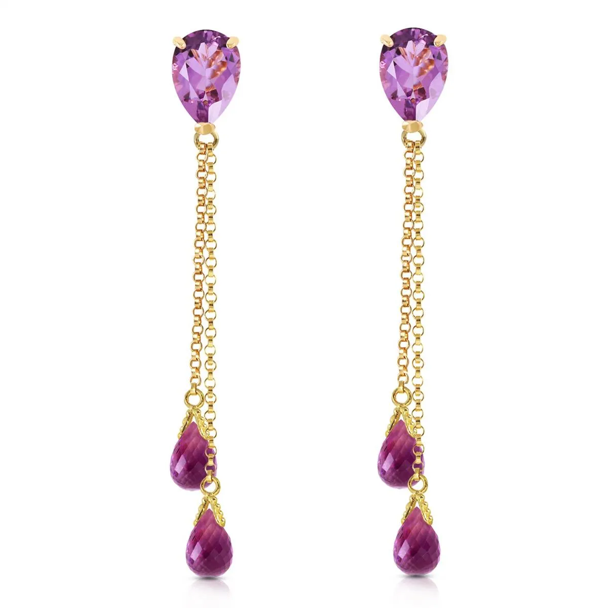 7.5 Carat 14K Solid Yellow Gold Eloquence Amethyst Earrings