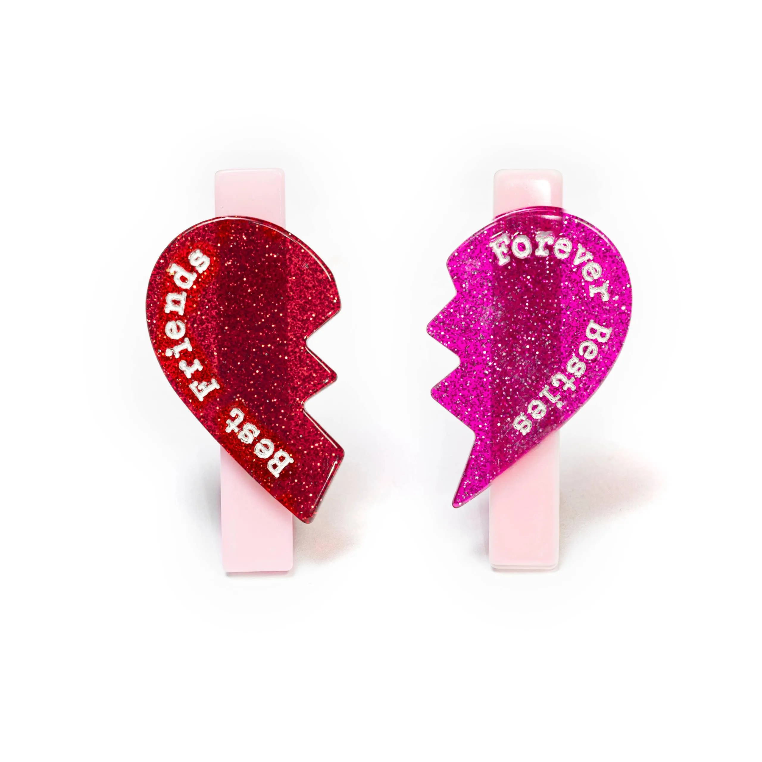 Alligator Clips | Valentines -Heart Split Glitter Red/Pink| Lilies and Roses NY