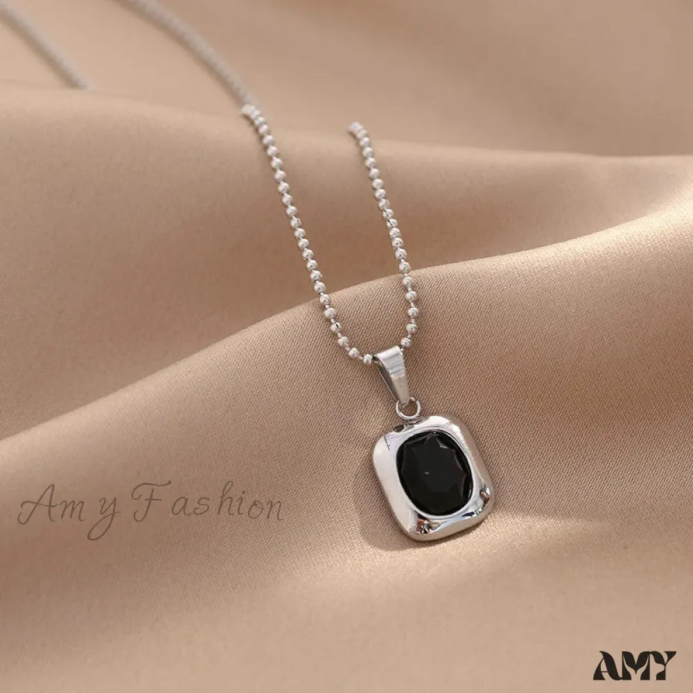 Amy Fashion - Titanium Steel Colorful Crystal Pendant Necklaces