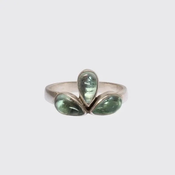 Apatite Glowing Lotus Blossom Ring  - Sterling Silver