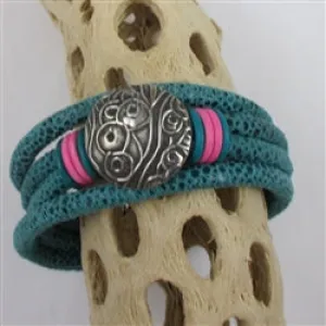 Aqua Leather Cuff Bracelet