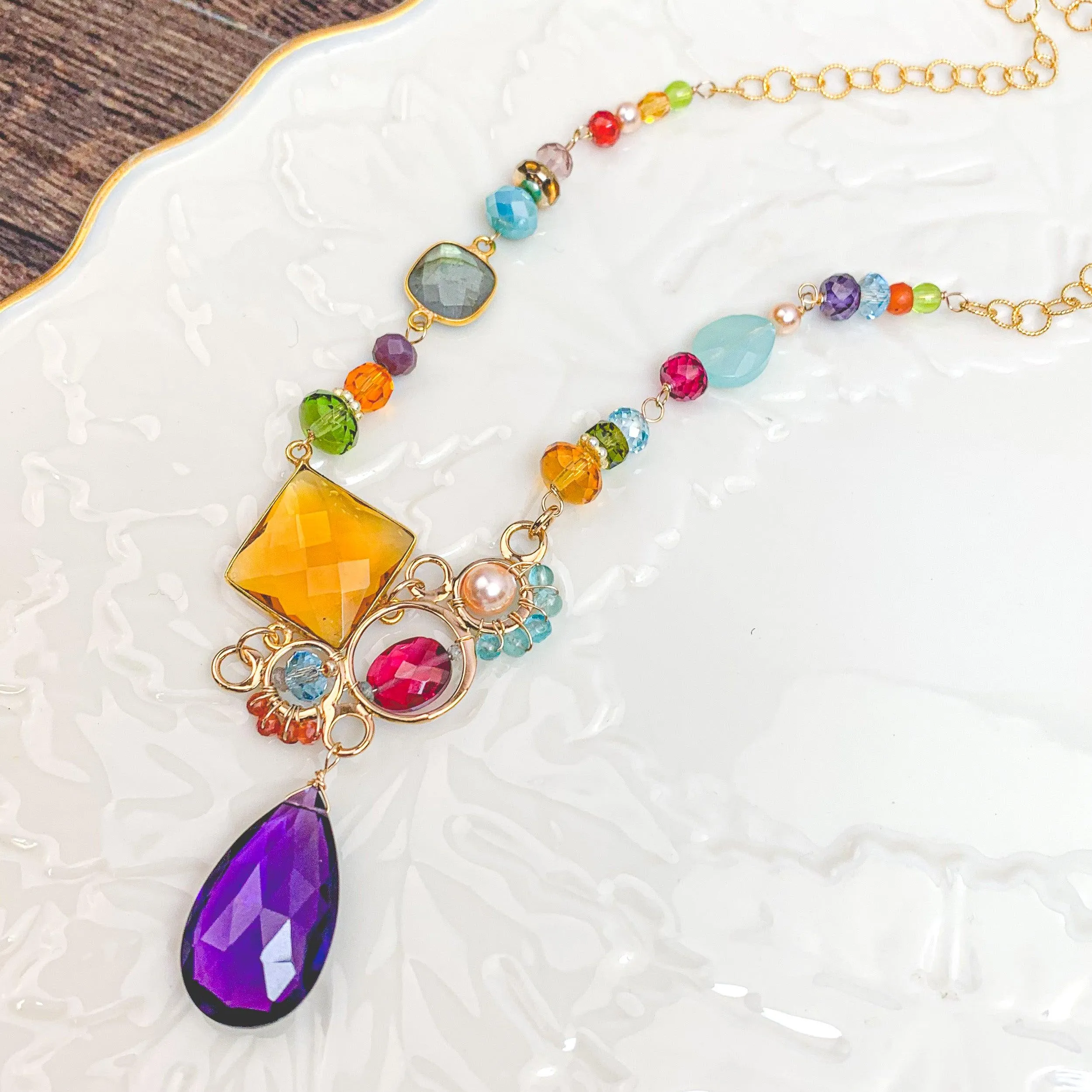 Arianna Large Bubble Colorful Gemstone Necklace