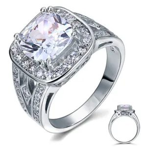 Art Deco Vintage Style 4 Carat Cushion Created Diamond Solid 925 Sterling Silver Wedding Engagement Ring XFR8091