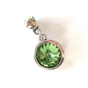 August Birthstone Peridot Colored Crystal Drop Charm