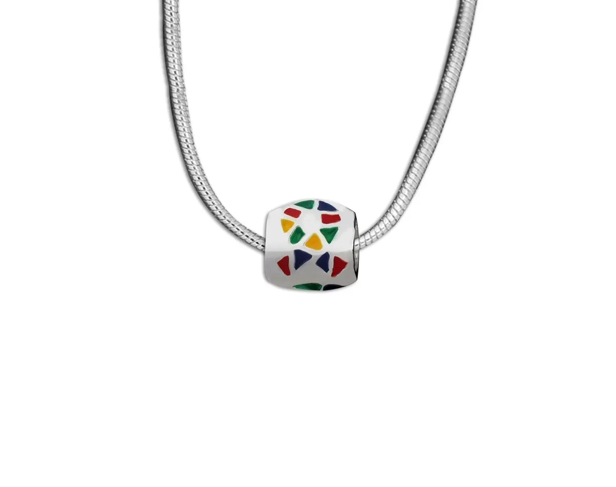 Barrel Charm Autism Ribbon Necklaces