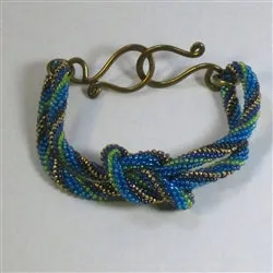 Beaded Braided Bracelet in Turquoise and Gold