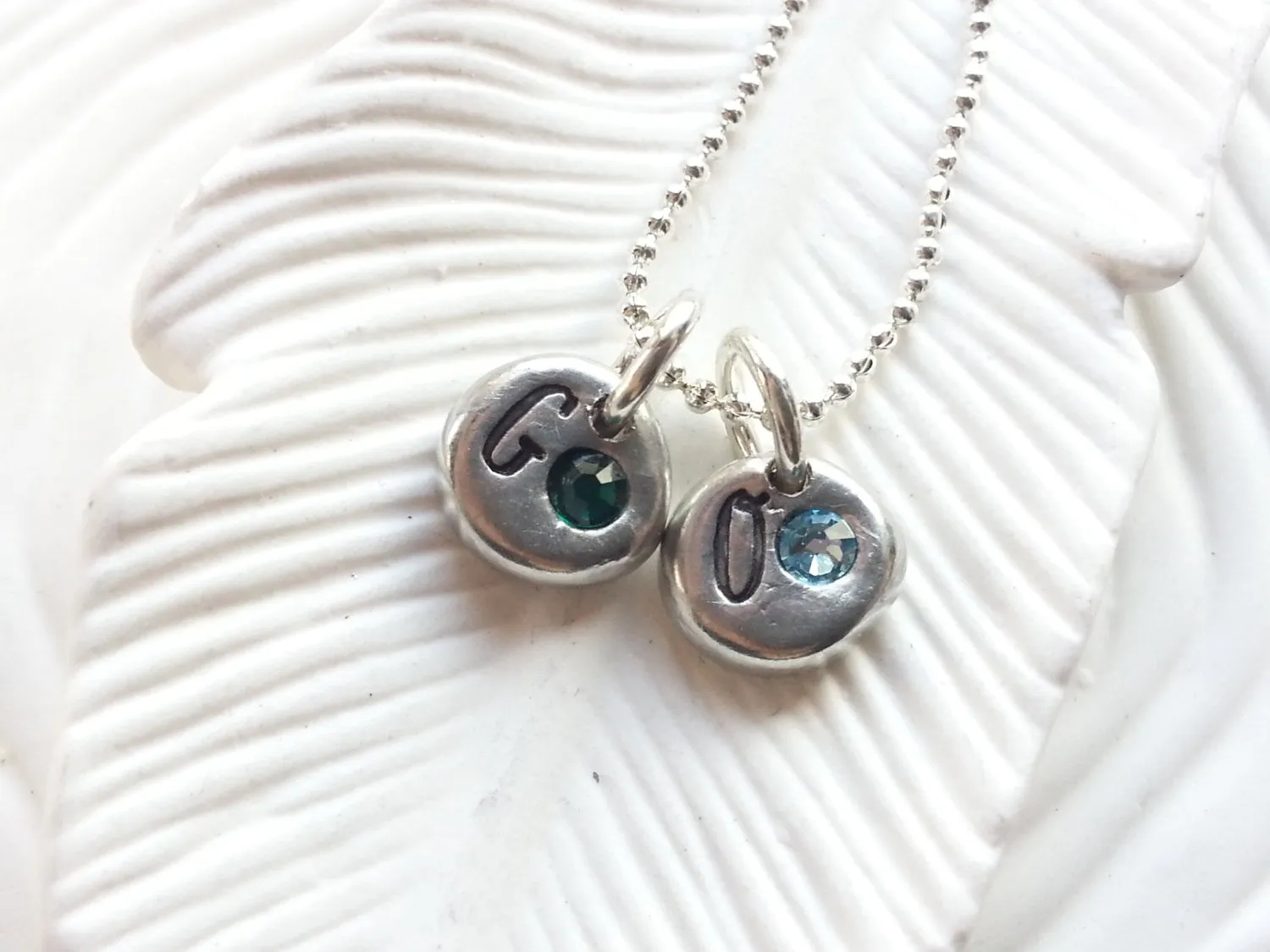 Birthstone Initial Necklace | Pebble Collection