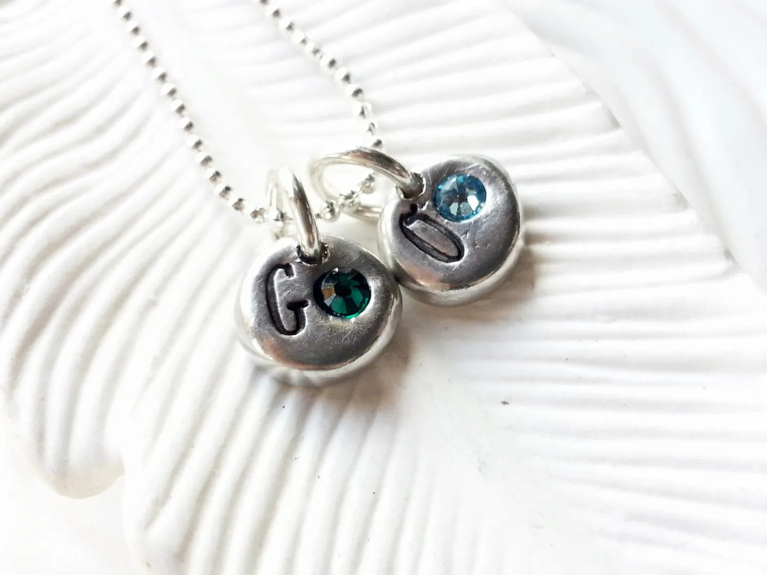 Birthstone Initial Necklace | Pebble Collection