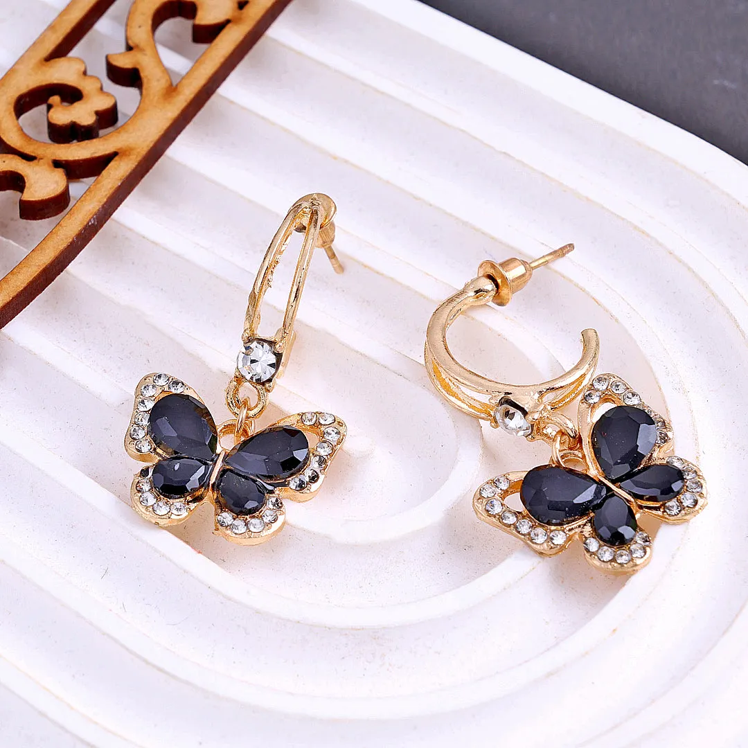 Black Butterfly Stone Earrings