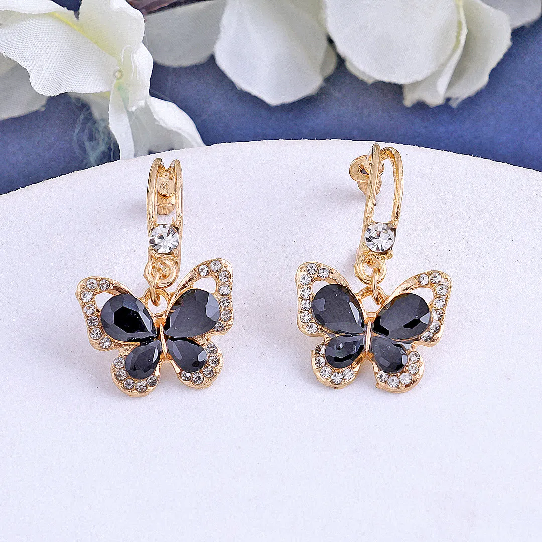 Black Butterfly Stone Earrings