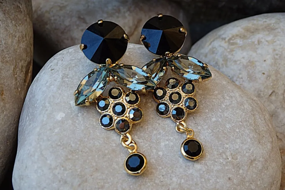 Black evening earrings