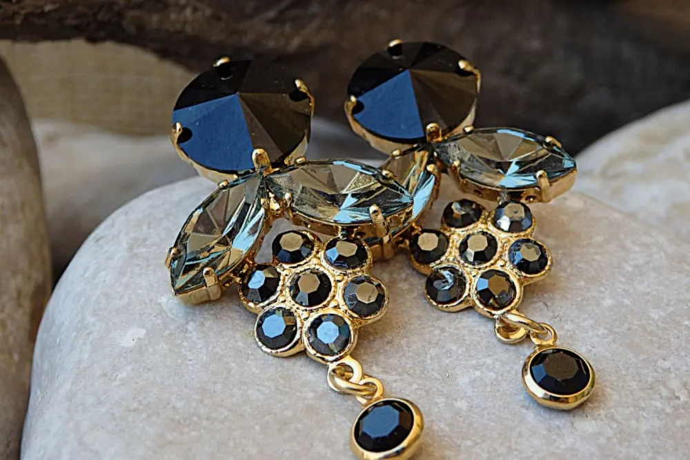 Black evening earrings