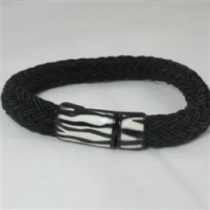 Black Nylon Braided Cord Bracelet Zebra Clasp Focus