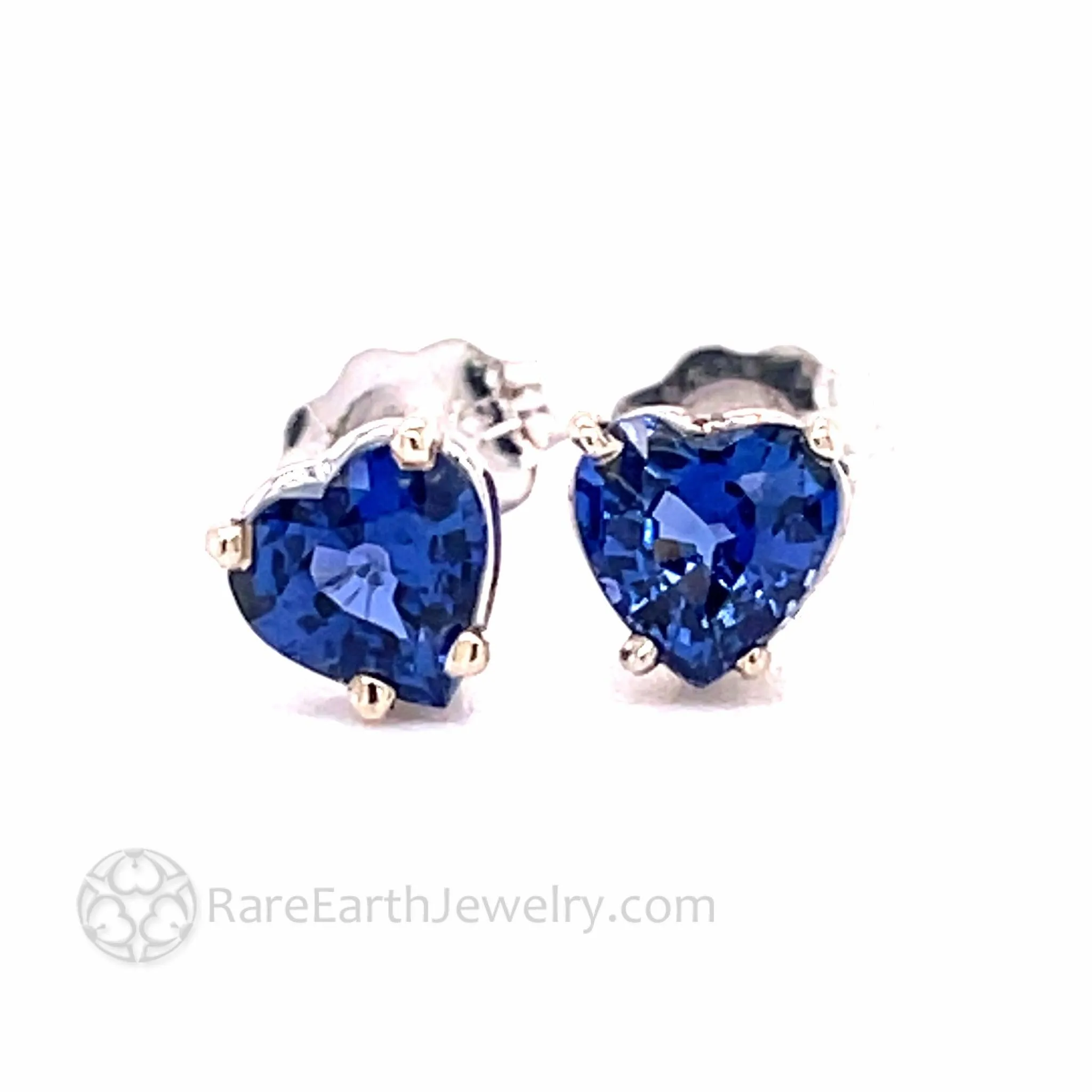 Blue Sapphire Heart Earrings Natural Ceylon Blue Sapphire Stud Earrings