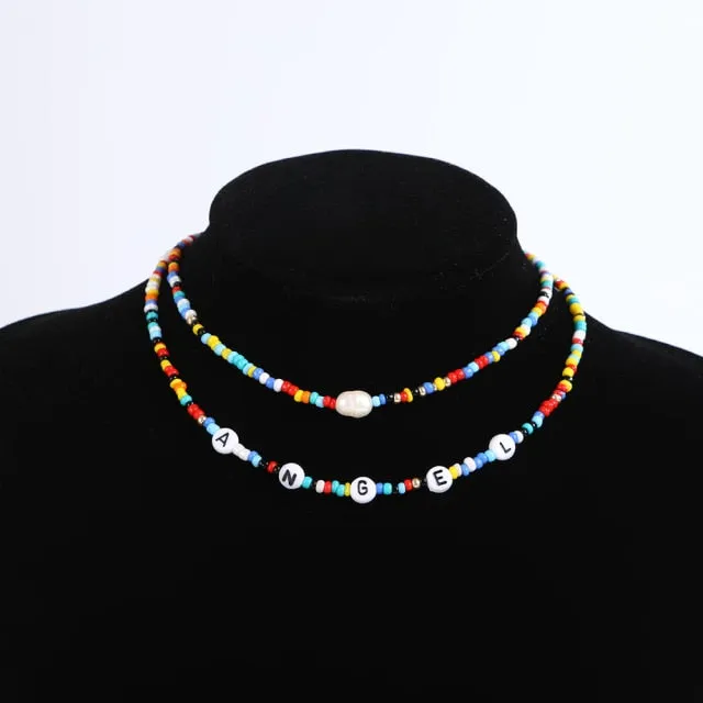 Bohemia handmade rainbow beads candy shell personality multi-layer satellite Necklace women's fashion jewelry necklace